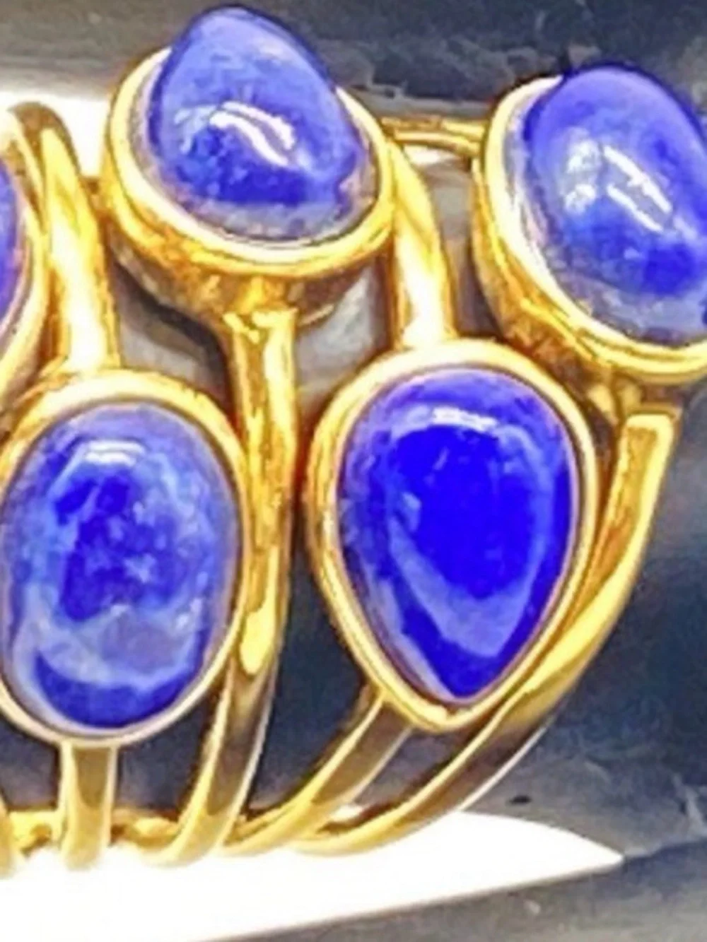 Stella and Dot Lapis Lazuli Gold Tone Adjustable Ring -